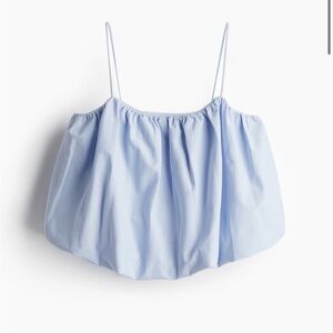H&M Bubble Hem Crop Top Powder Blue - XS